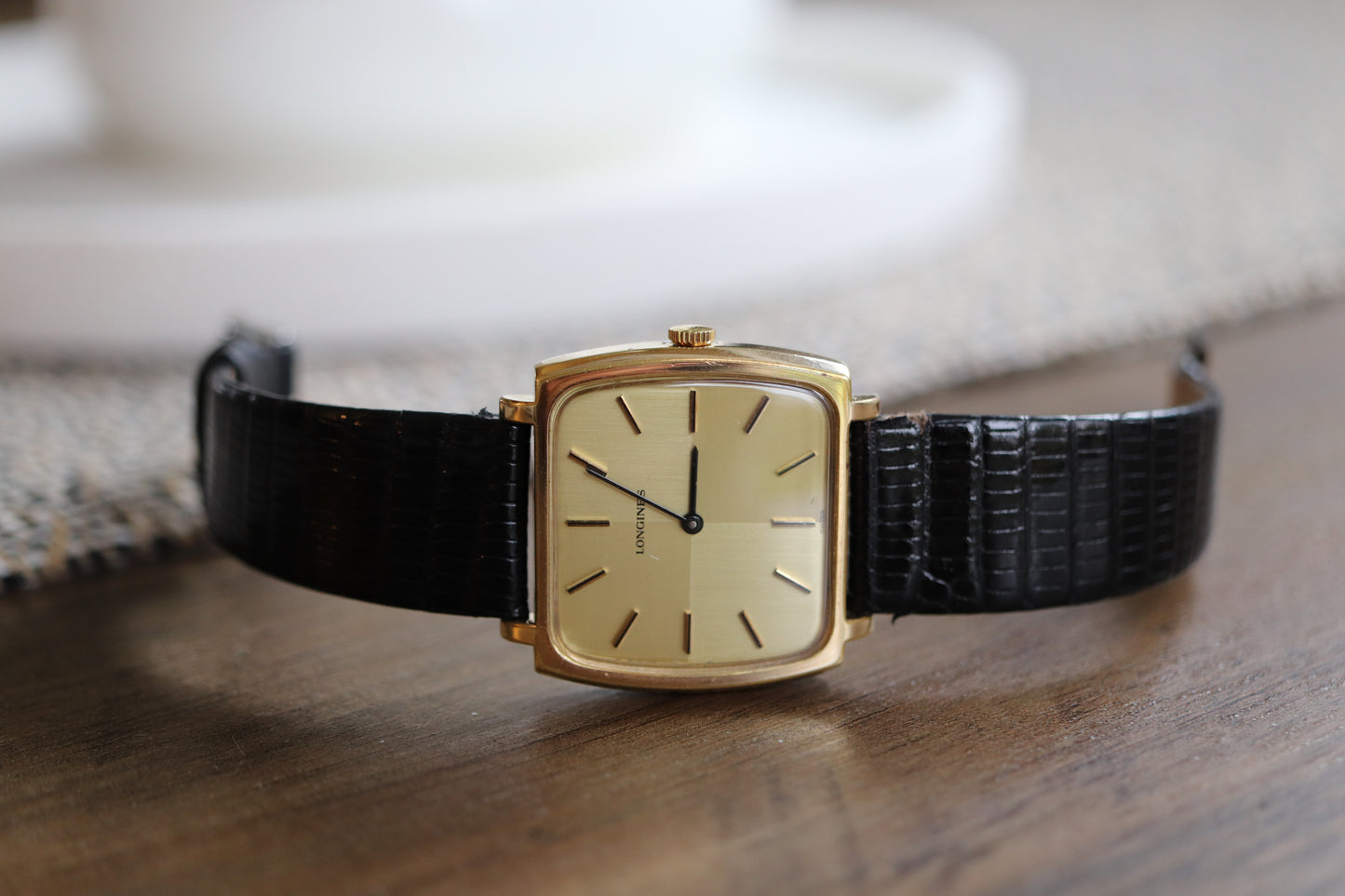 Longines manual working well linen squared dial